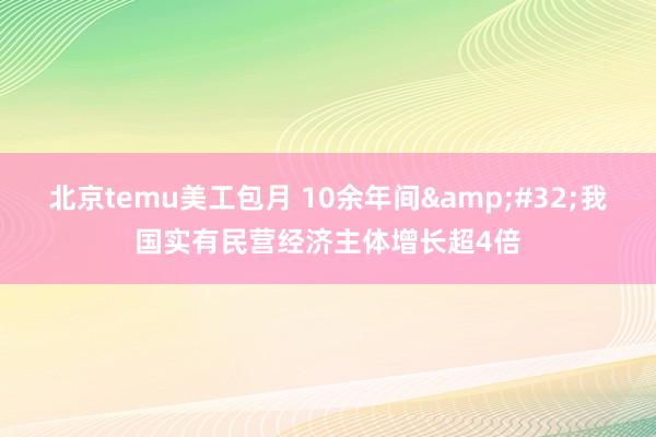 北京temu美工包月 10余年间&#32;我国实有民营经济主体增长超4倍